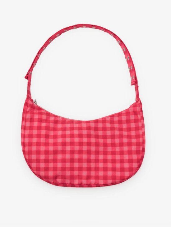 BAGGU Handbags - NWT Baggu x Molly Goddard Popper Strap Medium Nylon Crescent Bag (Ruby Gingham)